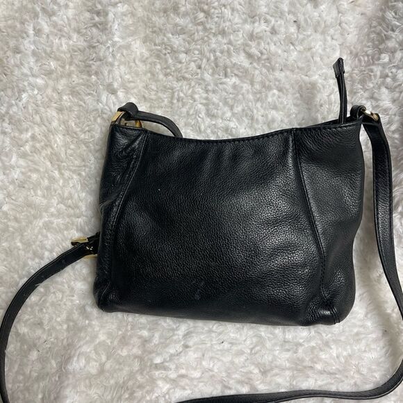 Michael Kors Fulton Black Leather shoulder /Cross Body bag Big Logo MK Medallion - Picture 5 of 10